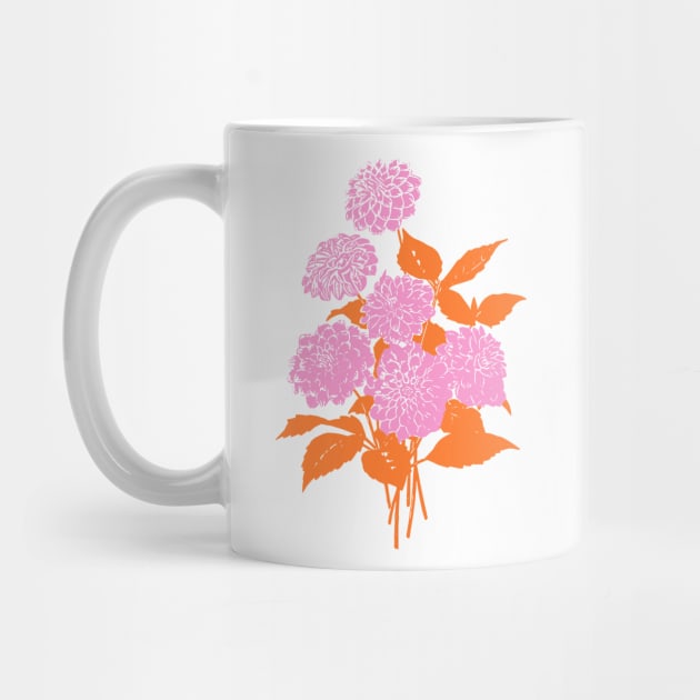 Flower Bouquet Illustration in Pink and Orange by ApricotBirch